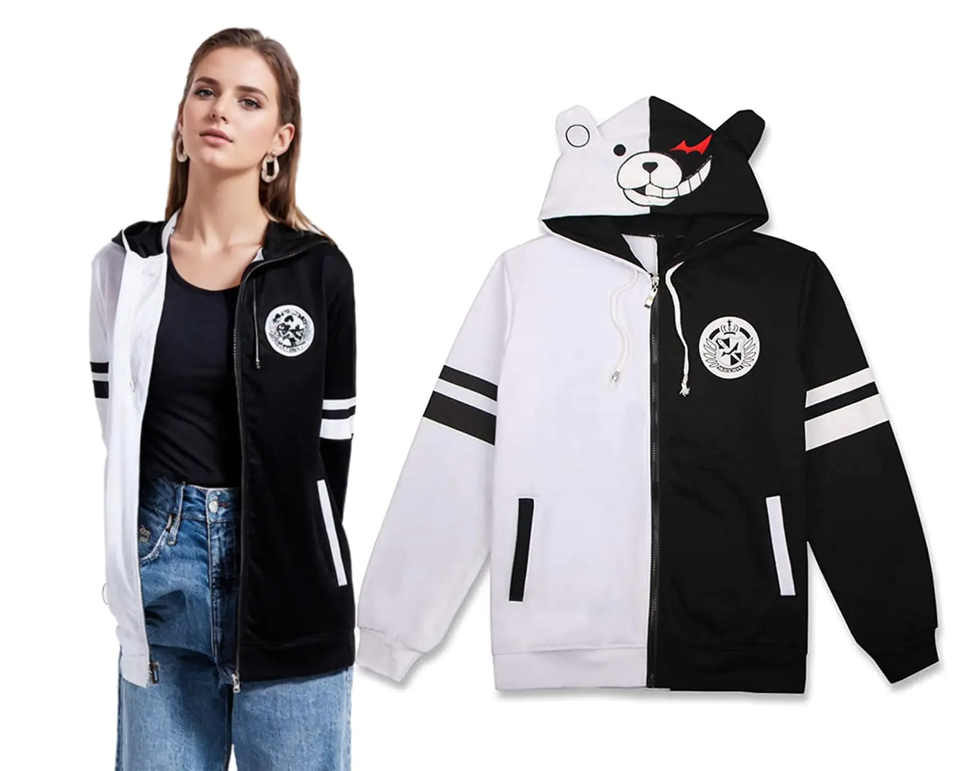 Unpifolov Black White Bear Hoodies Sweatshirts