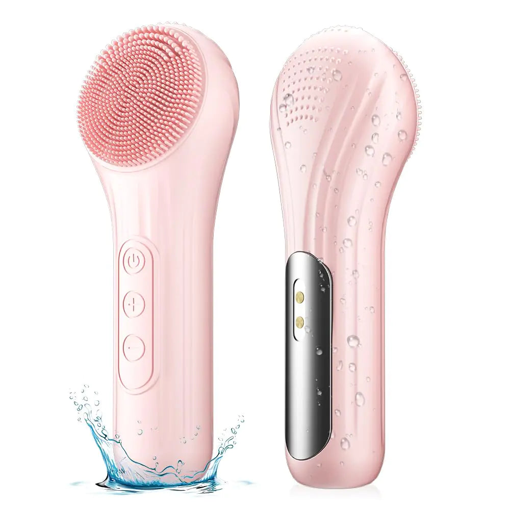 Silicone Face Scrubber Facial Cleansing Brush with Heating and Vibration Electric